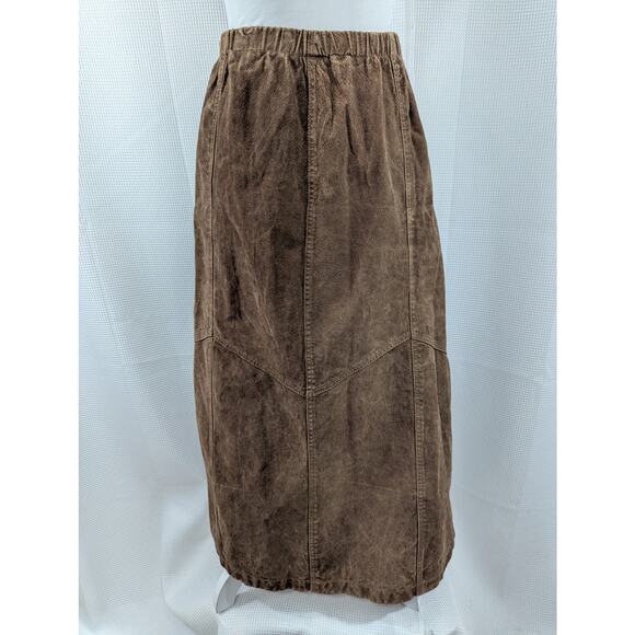 DENIM & CO.! LUXURIOUS TOASTY TAN BROWN GENUINE SUEDE LEATHER SKIRT! SZ M - Picture 5 of 8